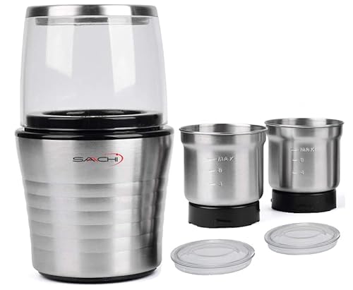 Saachi 2-In-1 Electric Coffee Grinder Plus Wet And Dry Spice Grinder With 2 Stainless Steel Blades Removable Bowls, Sa-2915 #TOP3