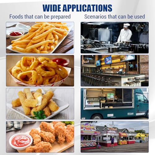 GarveeHome Commercial Deep Fryer with Basket, 11.55 QT/11 L Stainless Steel Electric Countertop Fryer with Temperature Control for Restaurant and Home Use,1500 W