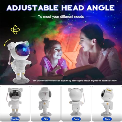 Image of fizzytech Astronaut Galaxy Projector Night Light, 360 Degree Rotating Nebula Star Projector with Remote Control, Timer and Adjustable Head, Space Lamp for Kids Bedroom, Gaming Room and Home Decor