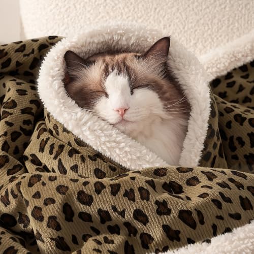 SOMAHE Leopard Print Faux Fur Blanket