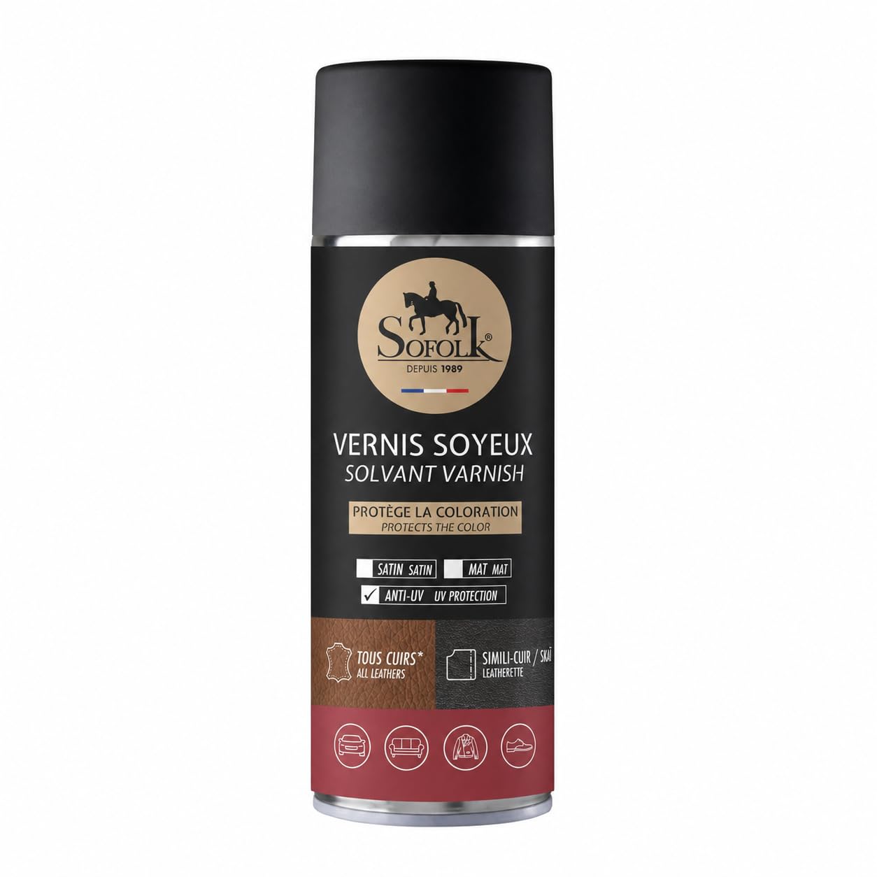Vernis Soyeux pour Cuir Protecteur Incolore Satin Aérosol 400ml