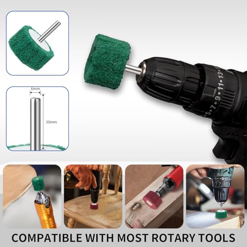 Senmai Tools 10 Stück Schleifmop Set, Größen 25/30/40/50/60 mm Lamellenschleifer Schleifaufsatz für Bohrmaschine,Akkuschrauber,Geradschleifer