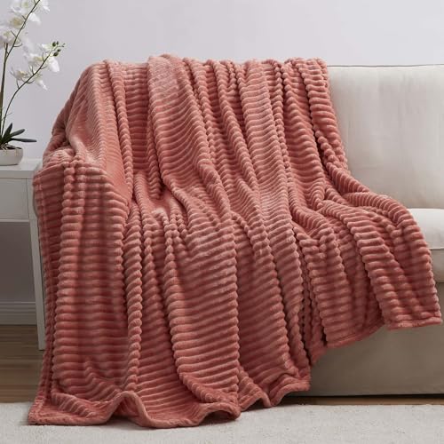 Image of Nestl Rose Throw Blanket for Couch - Cozy Warm Fuzzy Blankets for Women, Plush Small Fleece Throws for Girls - Misty Rose, 50 x 60 Inches