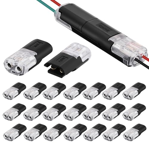 40 Pcs Low Voltage Wire Connectors,2-Pin Plug Cable Connectors,No Stripping Wire Connectors Waterproof Automotive Wire Connectors 2-Pin for LED,Small Gauge Wiring,Ceiling Fans,Crimp Terminals