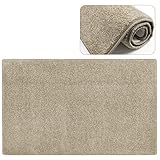 PURE ERA Carpet Stair Tread Landing Mat Tape Free Self Adhesive Non Slip Skid Resistant Indoor Doormat Area Rug Floor Mat for Kitchen Bathroom Workstations Washable 2' X 3' (Cream Grey)