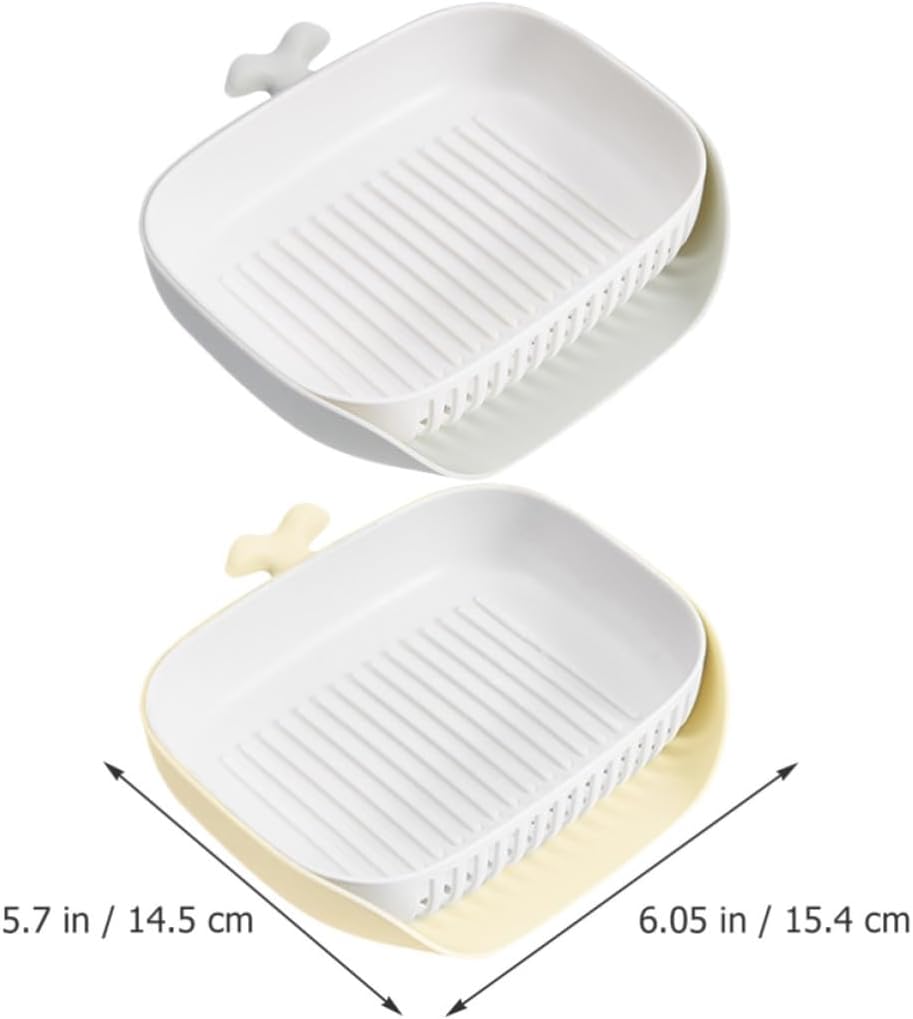 2pcs Whale Shaped Pp Soap Dish with Self Draining Flat Bottom Tray image 2