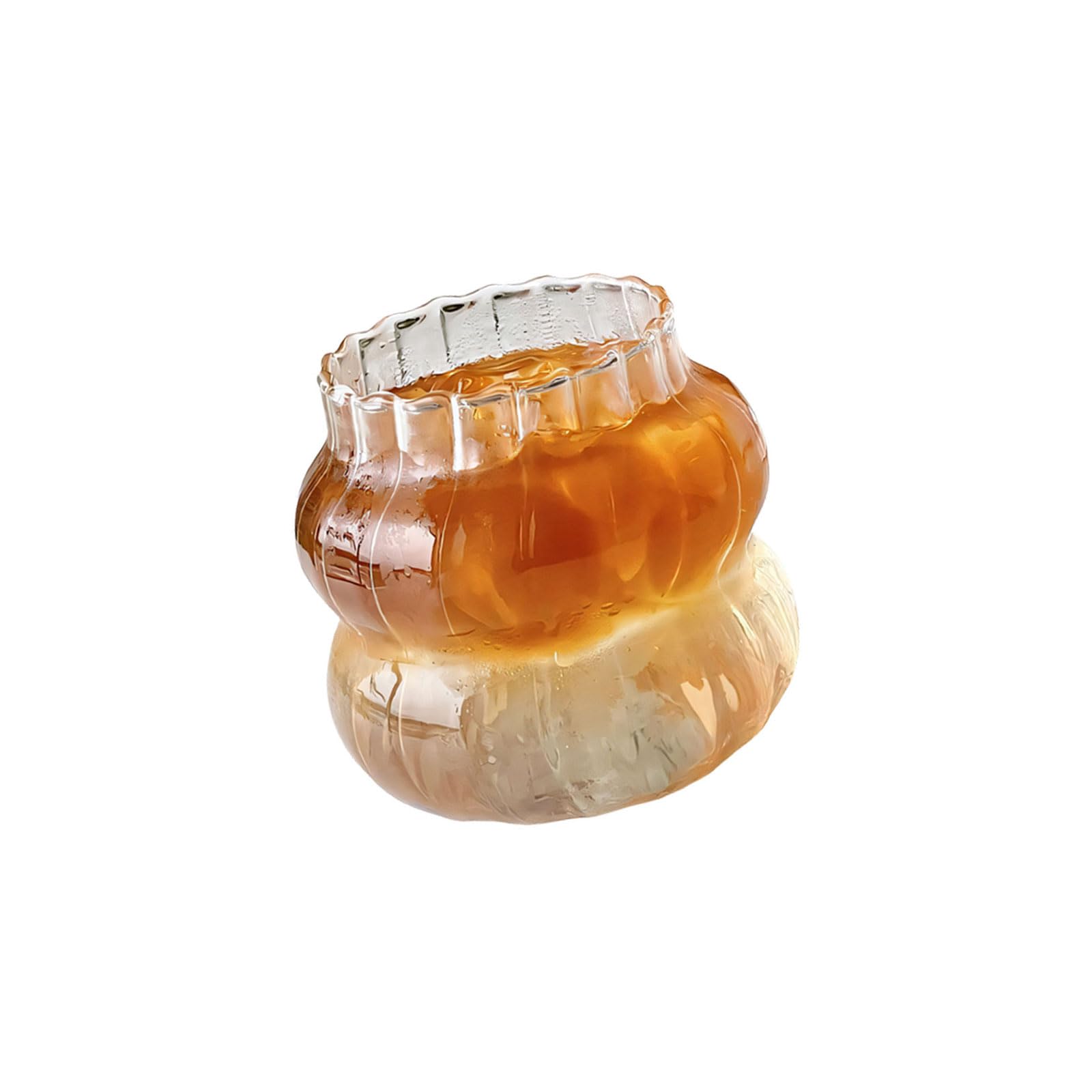 Osniyaw 410 Ml Fat Cup Glass Drinking Cup, Coffee Glasses With Ribbed Design For Hot Drinks And Cold Drinks, Ice Milk Bubble, Borosilicate Glass Cup