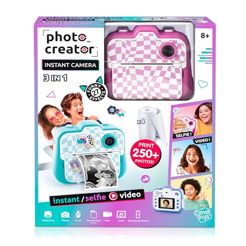 Photo Creator 3-in-1 Instant Camera for Kids – Pink; Camera, Instant Printer & Photo Booth with Fun Frames & Filters
