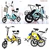 HpLNDas Folding Electric Power Tricycle for Adults, 14 Inch Three Wheel Electric Trike With Passenger Seat/Big Basket, Foldable Bicycle, 48V 10.AH Lithium Battery, Max Load: 180KG Yellow #1