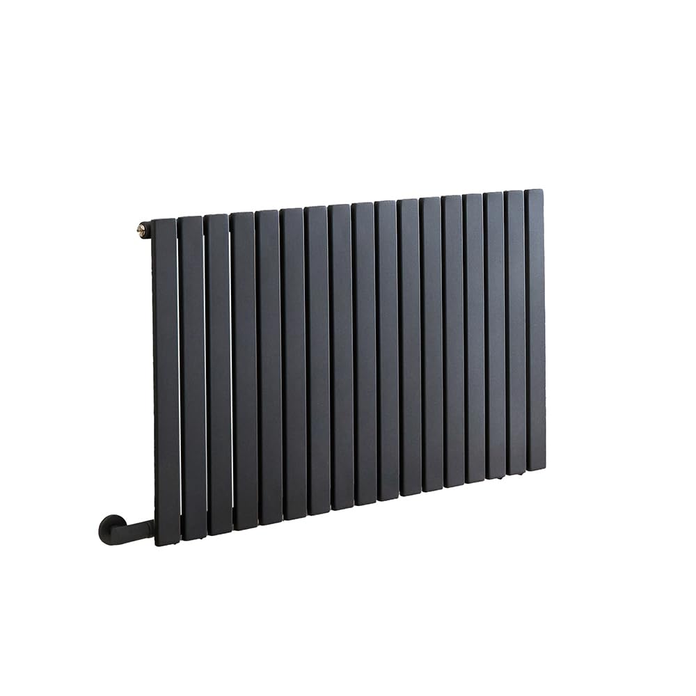 Milano Grey/Anthracite Electric Designer Radiator - Horizontal (Single Panel) - 635Mm X 1000Mm With Backlit External Wi-Fi Thermostat & Cable Cover