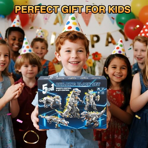 Sunrad 5 in 1 STEM Robot Building Kit, 935Pcs APP & Remote Control Robot Toys for Kids Age 8-14+, Engineering Technic Coding Robotic, Build RC Robots Set Science Educational Toy Gift for Boys Girls - Image 6