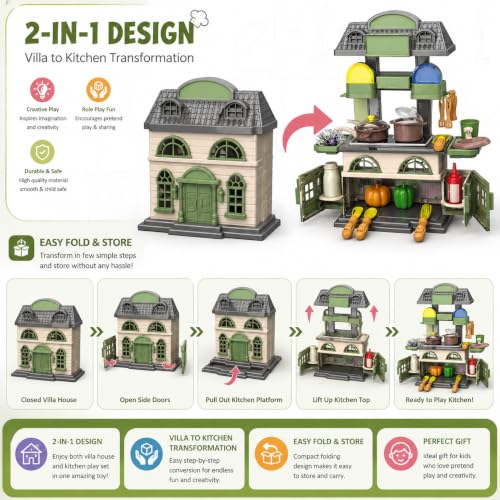 Image of Kids Kitchen Play Set with Lights & Sounds (38 PCS Kids Kitchen Playset)