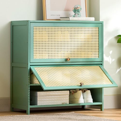 Meuble à chaussures en rotin portable : étagère bambou entrée