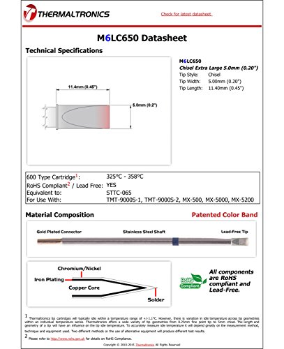 Image of Thermaltronics M6LC650 Chisel Extra Large 5.0mm (0.20in) interchangeable for Metcal STTC-065