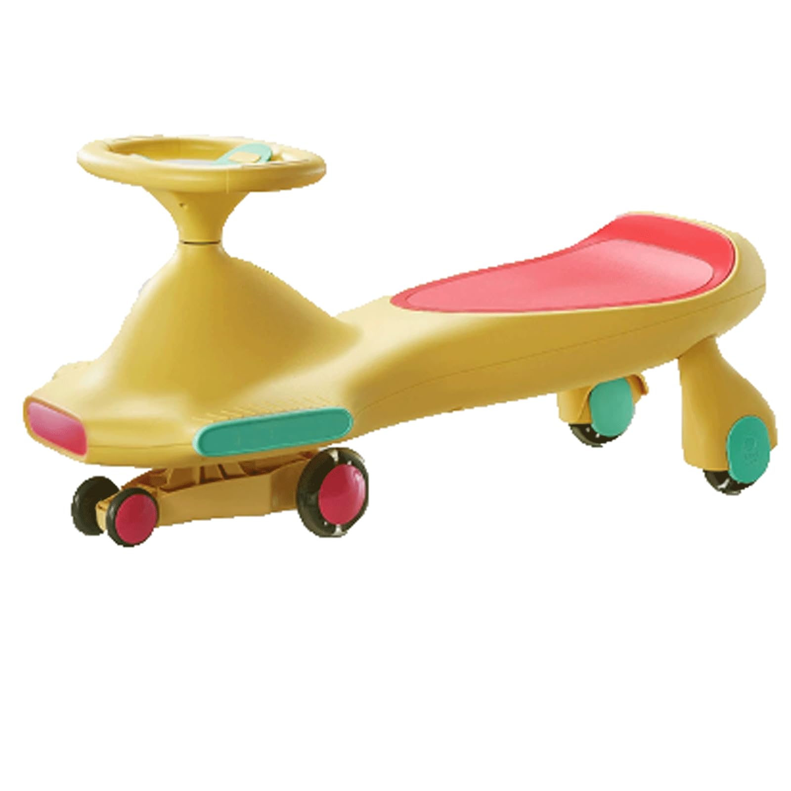 SDGBCXD Swing Car, Wiggle Car Wide Seat Pu Silent Wheel Colorful Lights Swing Ride On Toy Uses For Ages 3 And Up(Yellow)