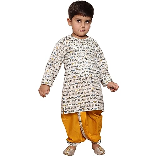 Image of AJ DEZINES Kids Ethnic Wear Pure Cotton Dhoti Kurta Set For Boys