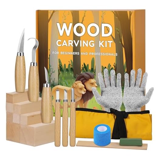 19 in 1 Holzschnitzwerkzeuge Set für Erwachsene Kinder Anfänger, Holzschnitzset mit 8 Lindenholz-Schnitzblockset, 6 Schnitzmesser für Holz, Schnittfeste Handschuhe Rolltasche Spitzer Klebeband