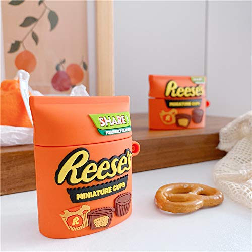 Silicone Case For Airpods, Ylfysf 3D Cartoon Funny Cute Cover Compatible For Airpods 1 And 2 (Snacks Series 1) (Peanut Milk Chocolate) #TOP1