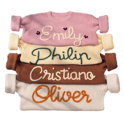 Personalized Name Sweater, Custom Baby and Toddler Sweater Knit Baby Girl Bohemian Sweater Embroidered Sweater Warm Fall Baby Gift