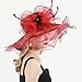 Elegant Red Organza Derby Hat for Women – Wide Brim Sun Visor with Floral & Polka Dot,Weddings,Cocktail,Tea Party,Kentucky