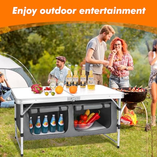 Camp Field Camping Folding Aluminum Table with Adjustable Legs,Outdoor Picnic Foldable Table for Travel Beach, Backyards, BBQ, Party and Gift... (White) by Camp Field - Image 6