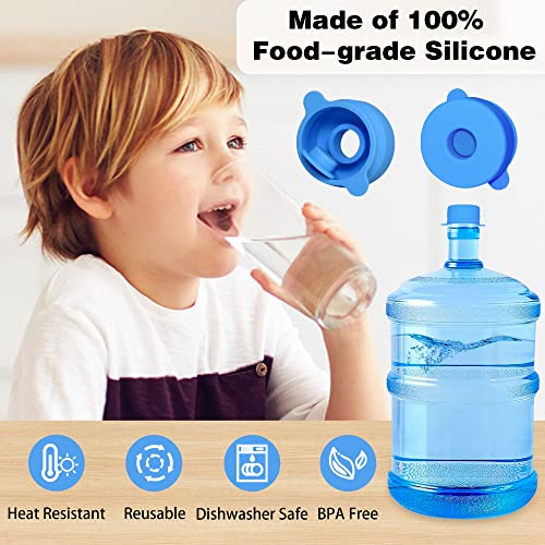 U-Goforst [4 Pcs] 3 & 5 Gallon Water Jug Cap - 55Mm Food Grade Silicone Reusable Bottle Cover For Standard/Screw/Crown Tops, Dispenser Replacement Lids, Non Spill & Leak Free #TOP2