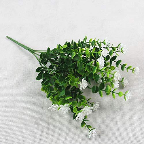 Künstliche Blumen Künstliche Blumen im Freien Pflanze Sträucher Buchsbaum Kunststoff-Blätter Gefälschte Büsche Greenery Fenster Haus-Garten Hochzeitsdeko (Color : White) Cover