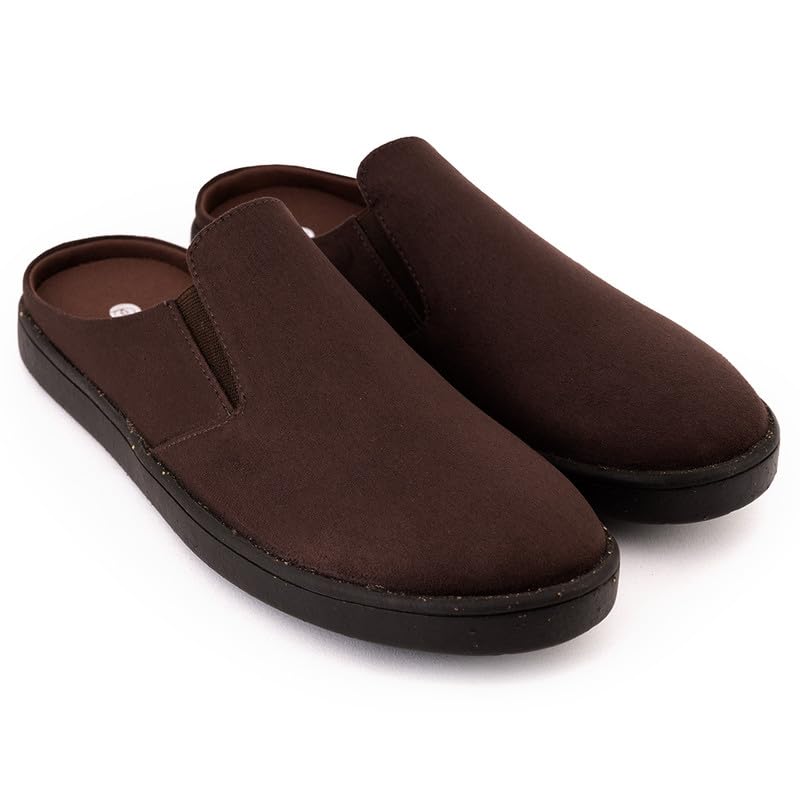 Men's Vegan Suede Mules | Slip-On Closed Toe Flats EVA Footbed | Office Casual Shoes for Boys Comfort Footwear Mule-picture-12