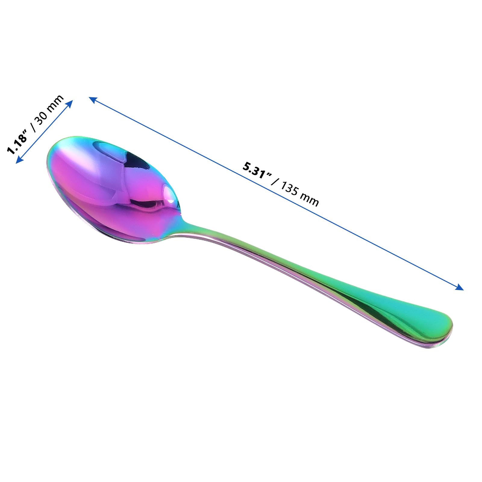 25 Cucchiaini da Caffè Colorati Arcobaleno, 13,5 cm, in acciaio inox con rivestimento in titanio colorato, per tè, caffè, Latte, per Mescolando cucchiai da dessert di marmellata di espresso