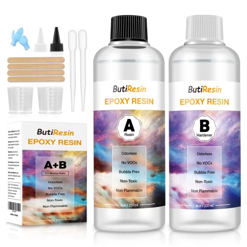 BUTIRESIN Resin Epoxy Kit Liquid Glass Epoxy Resin for Beginners 16oz Epoxy Resin Hardener Crystal Clear Key Chain Coating Kit Jewelry,Crafts,Art Casting with Wood and Coating for River Table BUTIRESIN Resin Epoxy Kit Liquid Glass Epoxy Resin for Beginners 16oz Epoxy Resin Hardener Crystal Clear Key Chain Coating Kit Jewelry,Crafts,Art Casting with Wood and Coating for River Table