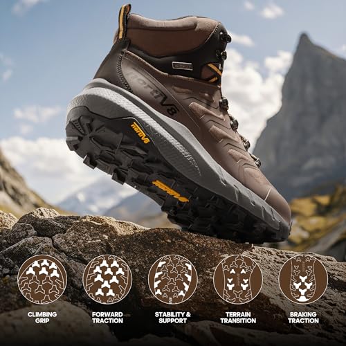 NORTIV 8 Men's Lightweight Hiking Boots Waterproof Breathable Outdoor Trekking Camping Ankle Boots Fern3