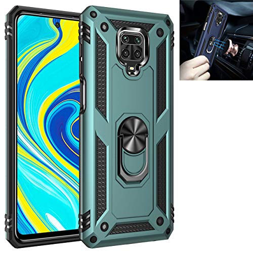 Xiaomi Redmi Note 9s Case,360° Rotating Ring Kickstand Protective Case,Silicone Soft TPU Shockproof Protection Thin Cover Compatible with[Magnetic Car Mount] for Xiaomi Redmi Note 9 Pro Case (Green)