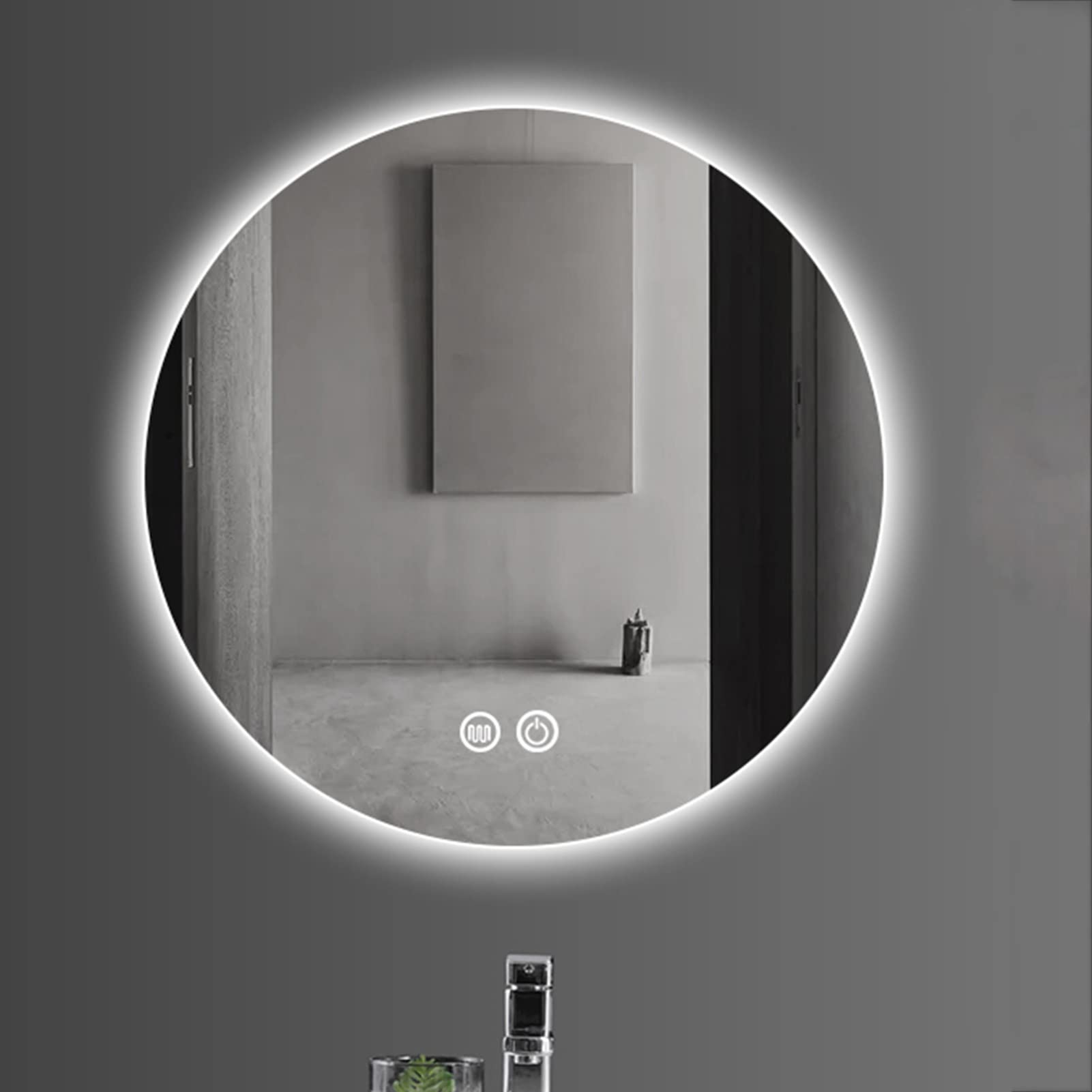 Miroir De Salle De Bain À LED Avec Lumières, Miroir Mural À Intensité Variable, Miroirs De Salle De Bain Modernes Pour Mur, Intensité Variable, Anti-buée, Incassable(Color:80cm (32in),Size:White light