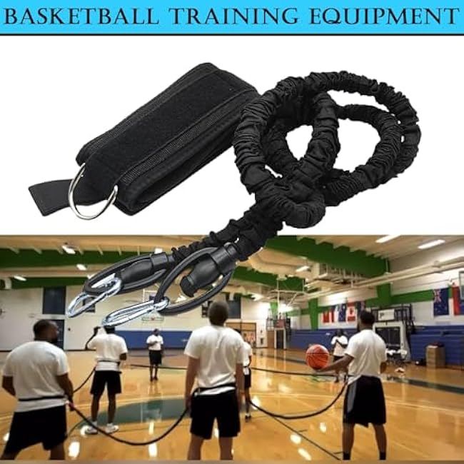 Zone Defense Resistance Bands Training Kit - Basketball Defense Bands for Agility, Team Training and Athletic Training, Unisex, 6.5 FT-15 FT Adjustable (Black, Nylon), 1 Set