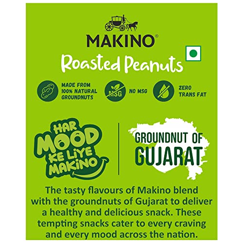 Image of Makino Nimboo Pudina Roasted Peanuts, 140g | Tangy Lemon Mint Flavour Peanut Snack | High Protein & Fiber Rich | Gluten Free, Zero Cholesterol & Trans Fat Free | Only Roasted Not Fried | Crispy Crunchy Healthy Namkeen