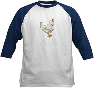CafePress Funny Chicken Gift Cute Chicken Wh Baseball Jersey Kids Cotton Baseball Jersey, 3/4 Raglan Sleeve Shirt Navy/White