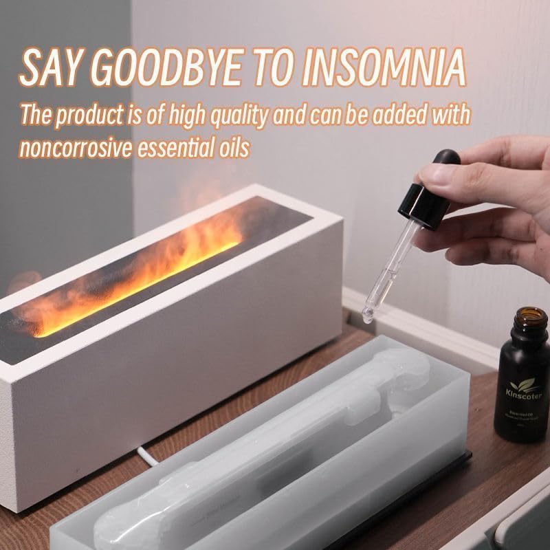 Diffusore per aromaterapia con effetto fiamma LED, spegnimento automatico, umidificatore a nebbia ad ultrasuoni per casa e ufficio