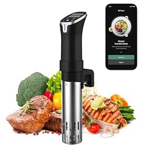 Sous Vide Stick, wifi-besturing en touchscreen, sous-vide kookplaat, stille en energiezuinige inclusief timerfunctie en receptenboek voor beginners, thuiskoks