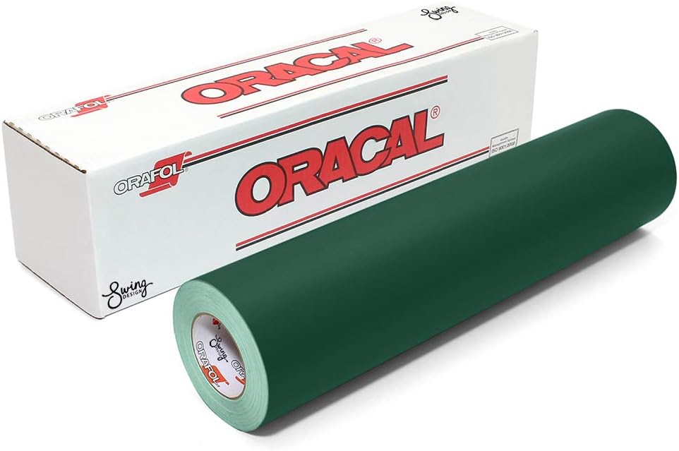 Matte Dark Green Removable Vinyl Film – ORACAL 631 Color 060 Low-Tack Adhesive for Indoor Crafts & Wall Decals- (12" x 50ft w/Transfer Paper)