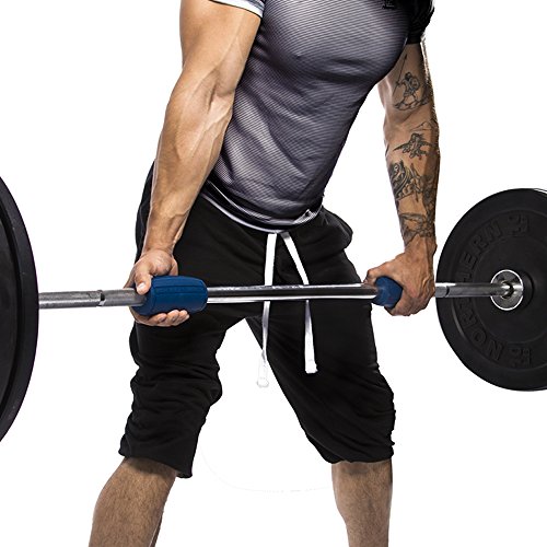 Iron Bull Strength Alpha Grips 2.5 - Extreme Arm Blaster - Best Dumbbell and Barbell Thick Bar Adapter (Blue) - Thumbnail 2