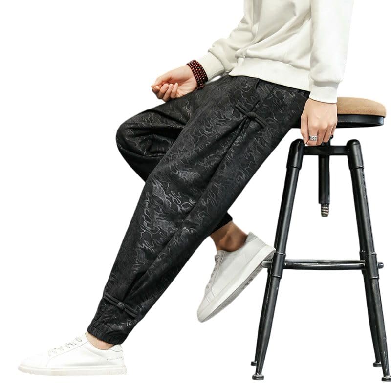 Jogging homme style chinois coupe ample à cordon de serrage - 2