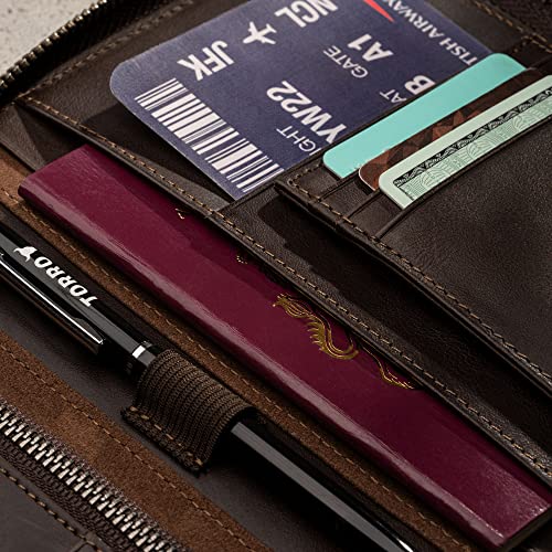 Torro Travel Wallet – Genuine Leather Travel Organiser With Passport Holder And Detachable Cardholder (Dark Brown) #TOP4