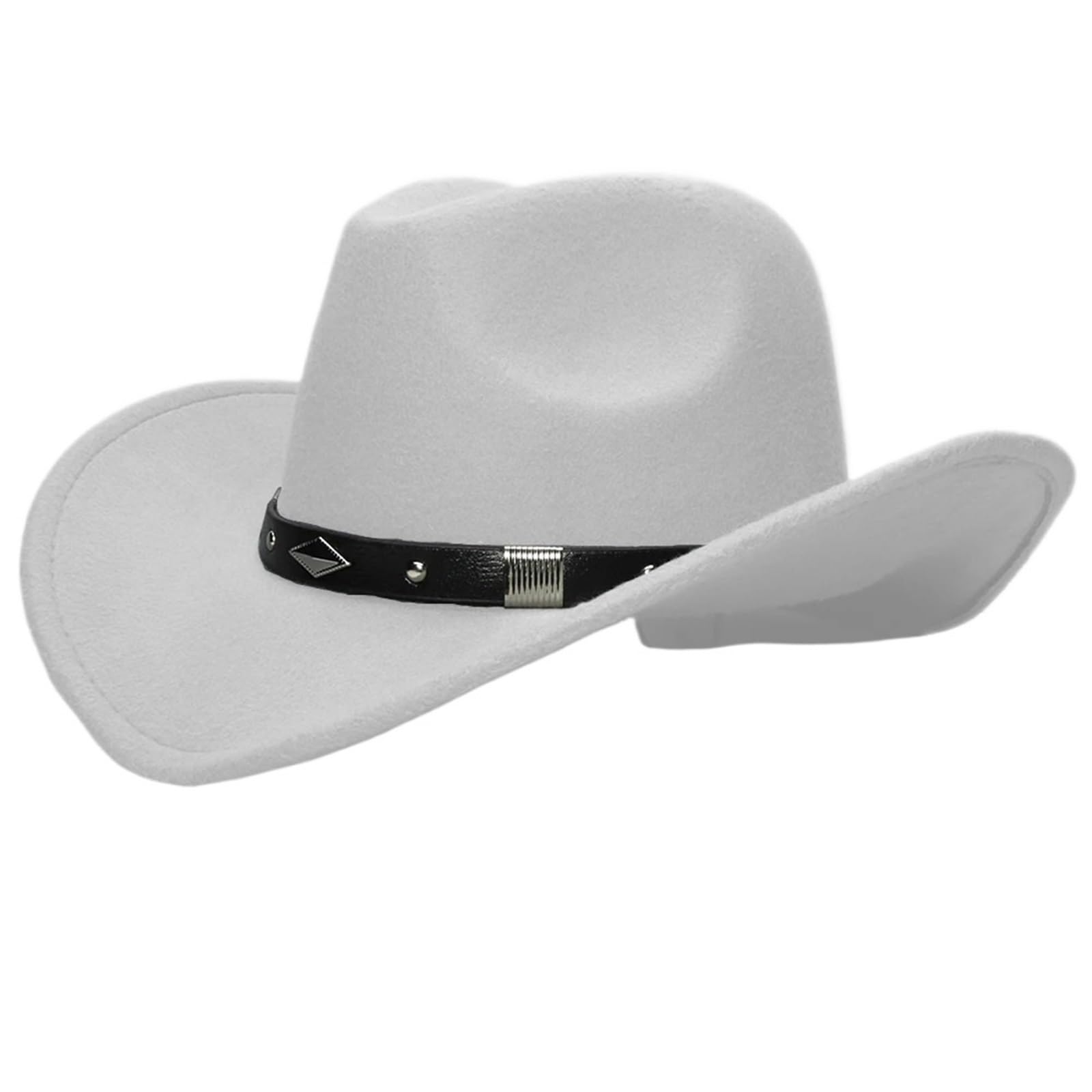 vrfvsdasAAS Cowboy Hat Retro Geometry Parent-child Unisex Wide Brim Cowboy Western Hat Cowgirl Bowler Cap 61cm/57cm/54cm(White,6.625)