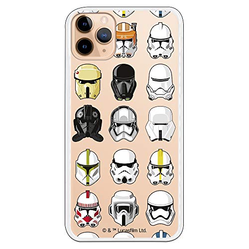 Funda para iPhone 11 Pro MAX Oficial de Star Wars Patrón Cascos para Proteger tu móvil. Carcasa para Apple de Silicona Flexible con Licencia Oficial de Star Wars.