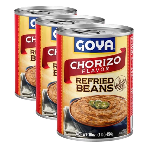 Image of Goya Refried Pinto Beans With Chorizo, 16 Oz Can (Pack of 3)