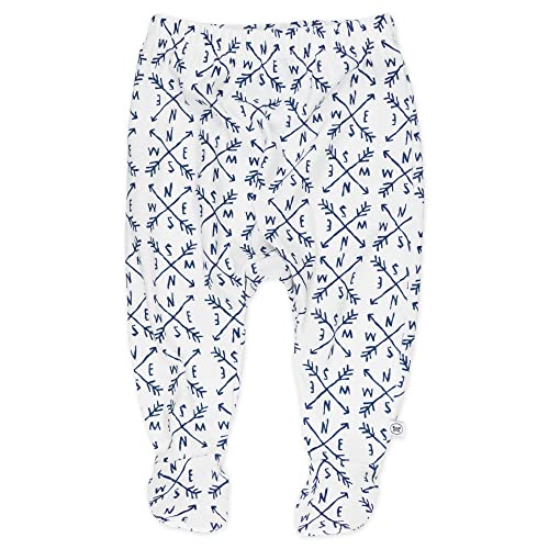 Image of HonestBaby Baby 3-Pack Footed Pants Roomy Fit Pull on Bottoms 100% Organic Cotton for Infant Baby Boys, Girls, Unisex