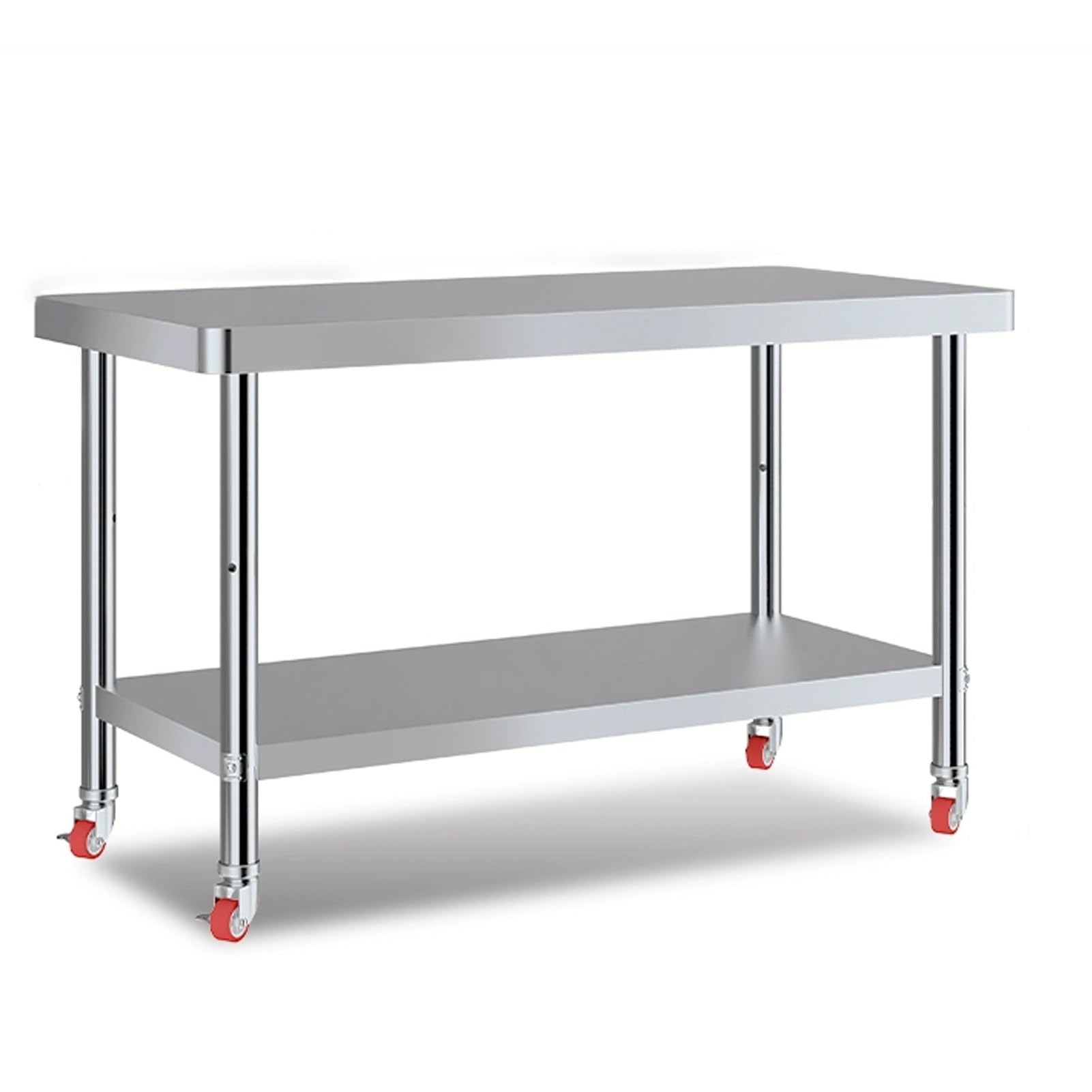 Edelstahl Arbeitstisch Küche, Hochleistungs Arbeits und Vorbereitungstisch, Gewerblicher Arbeitstisch zur Lebensmittelzubereitung, Edelstahl-Küchenarbeitsplatte for Das Home Kitchen(2layer,120x