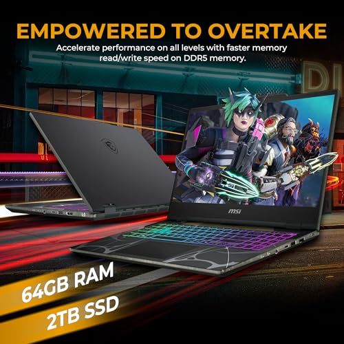 Image of msi Cyborg 15 15.6 inch FHD 144Hz Gaming Laptop, Intel Core 7-240H, NVIDIA GeForce RTX 5070 8G GDDR7, 64GB DDR5, 3TB Storage(2TB SSD&1TB Docking Station Set), 4-Zone RGB Keyboard, Wi-Fi 6E, Win 11, Black