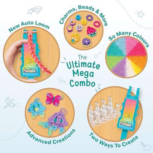 Image of Imagimake Rainbow Loom Combo Kit | 2700+ Bands, Beads, Charms with Auto Loom Tool | DIY Art & Craft kit | Creative Gift for Girls Age 7+
