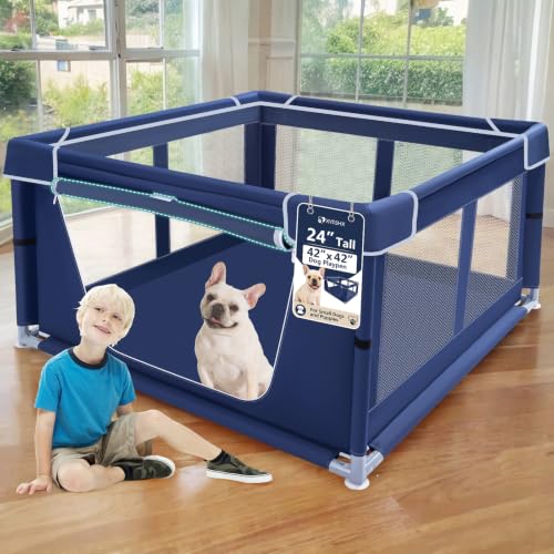 XVISHX 42x42 Inches Puppy Playpen with Gate, Dog Playpen for Puppies or Small Dogs, DogFence Pet...